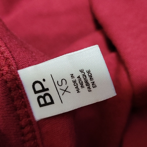 NWOT BP NORDSTROM Slouch Pocket Tee Long Sleeve Crew Red Cotton Modal XS - Picture 2 of 3